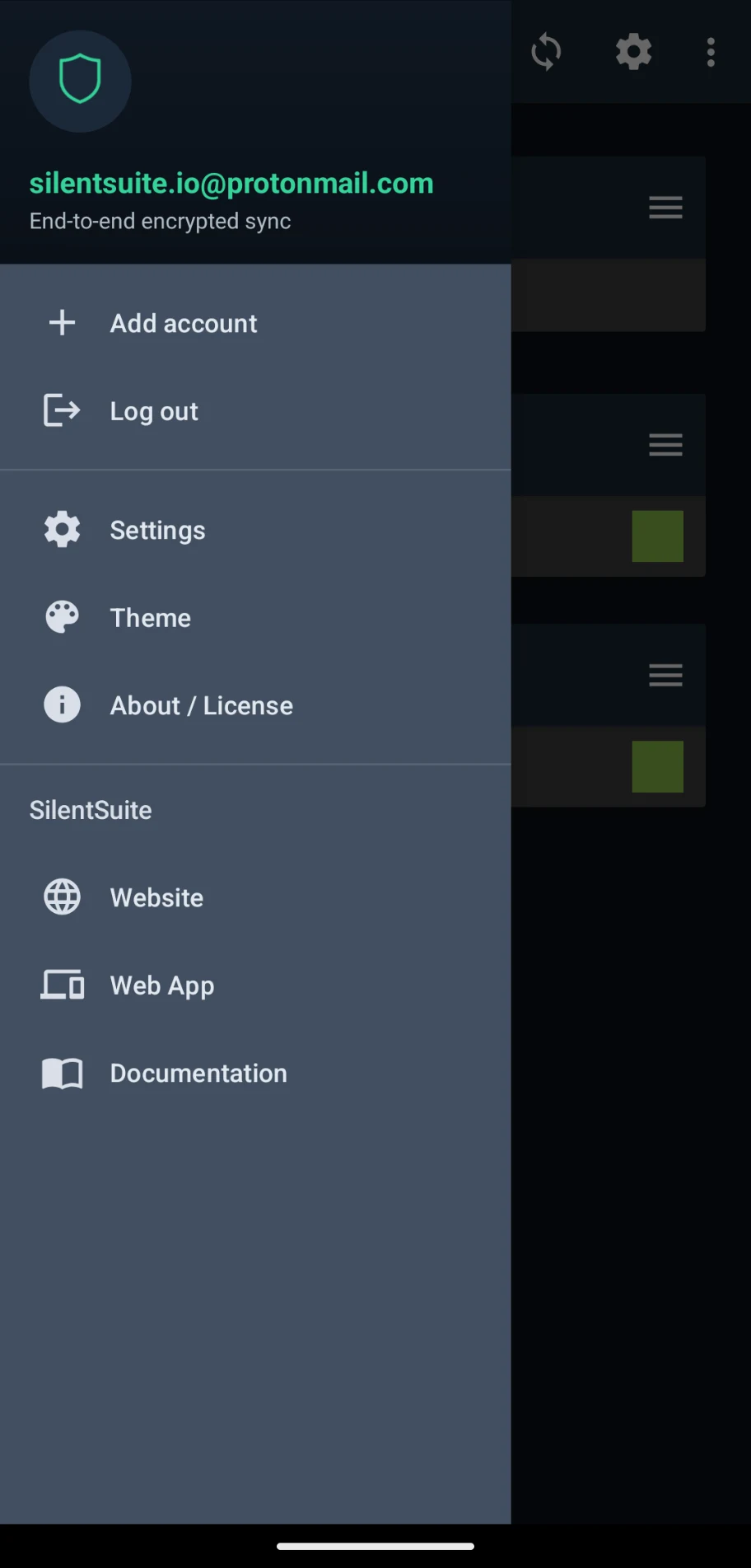Bridge — side menu, dark