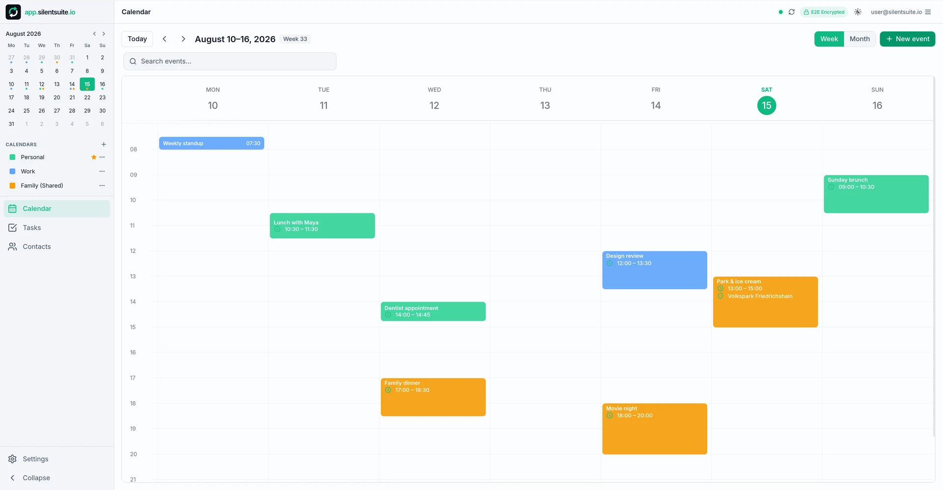 Calendar: week view, light