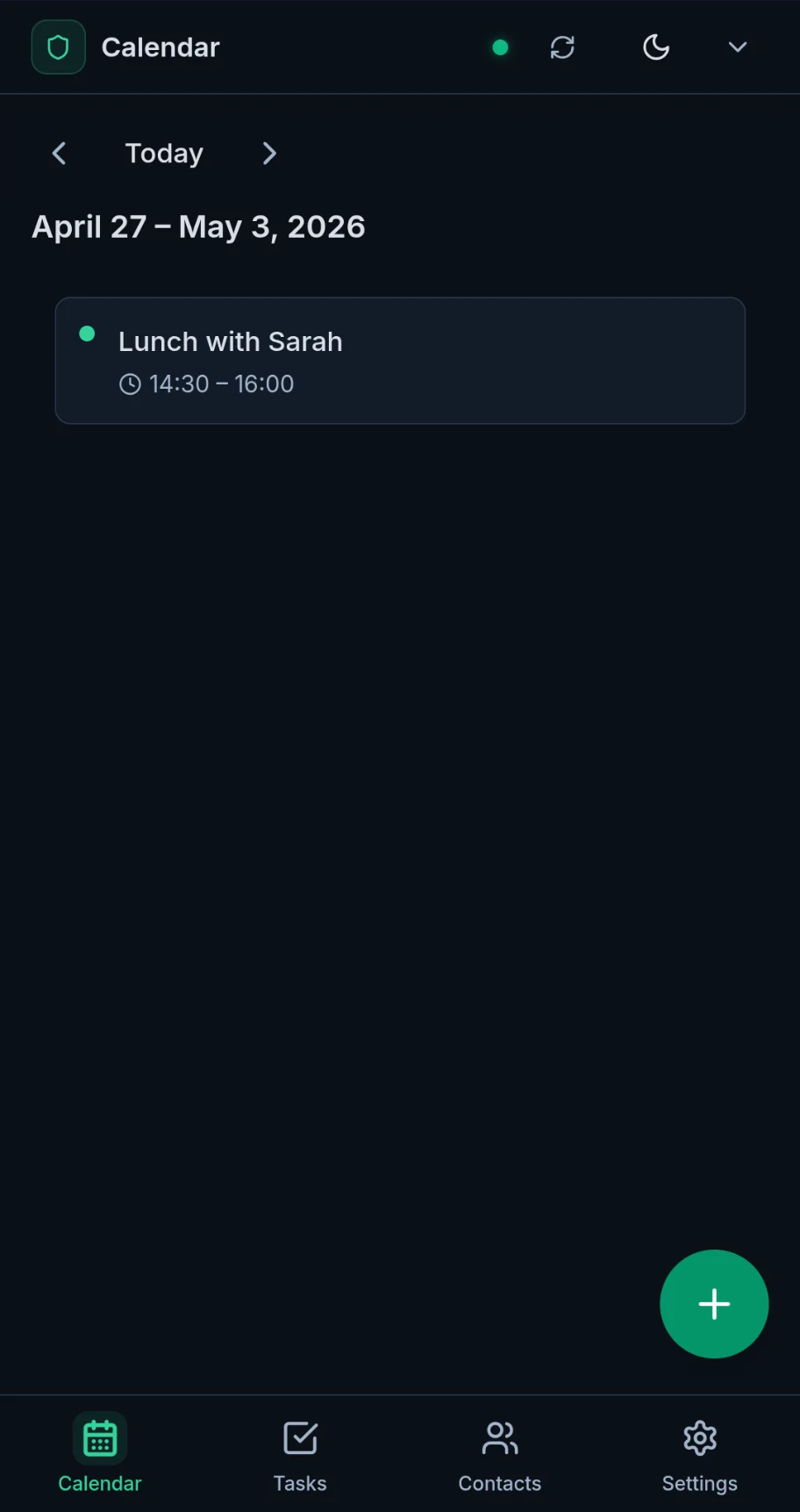 Calendar — agenda view, light